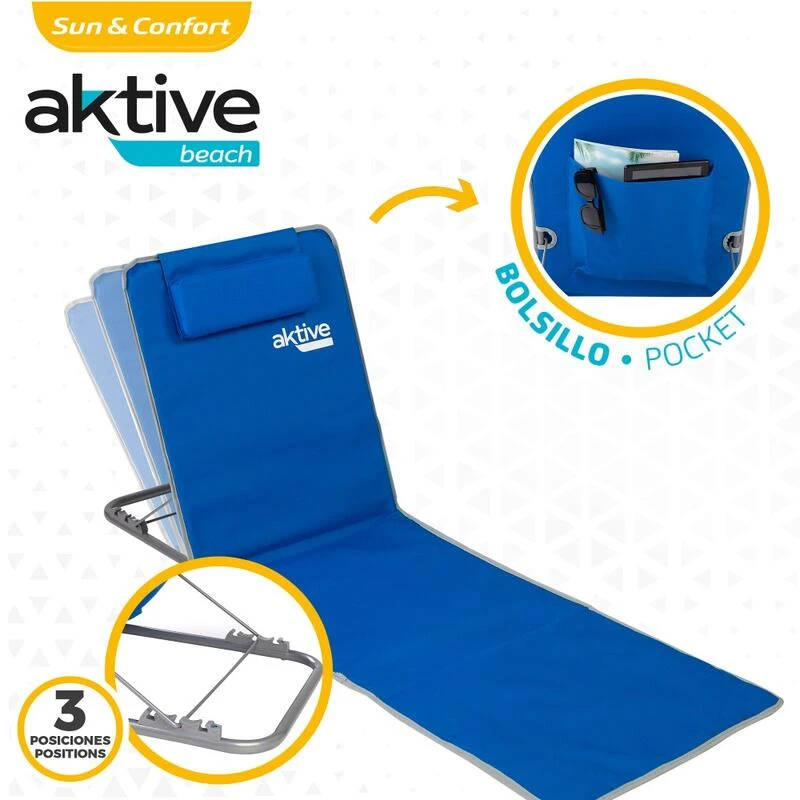 AKTIVE Matelas De Camping Pliable, Dossier Multipositions, Bleu â Image 3