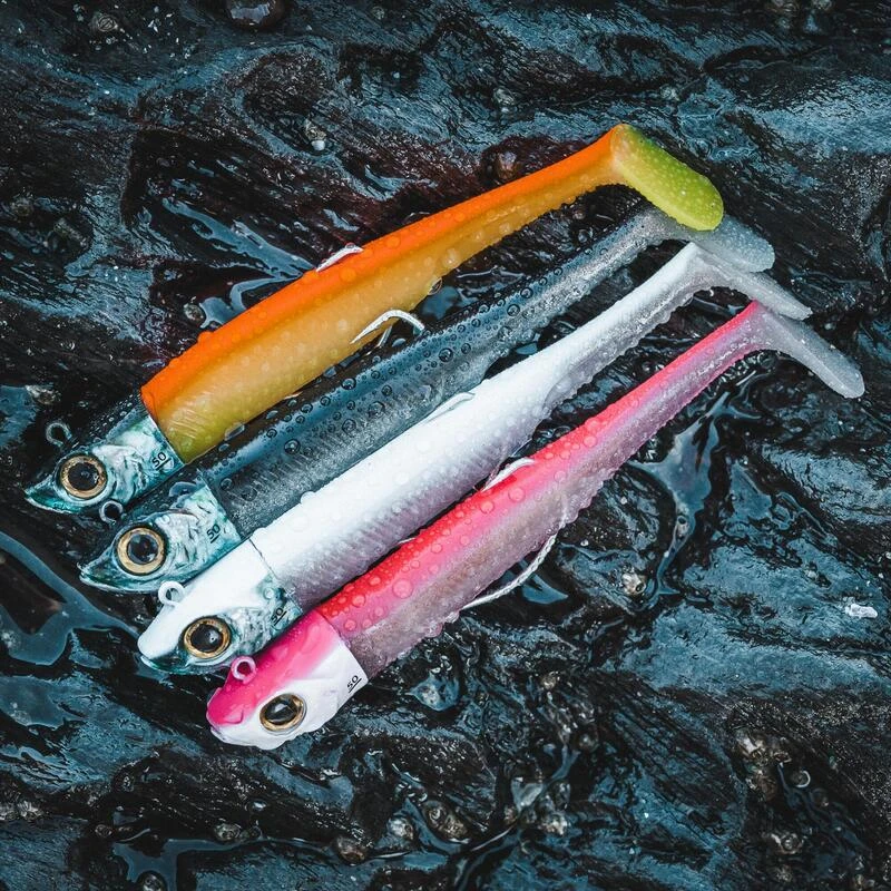 COMBO Leurres Souples Shad Texan ANCHO 120 50g Rose Fluo/ Orange PĂȘche En Mer â Image 7