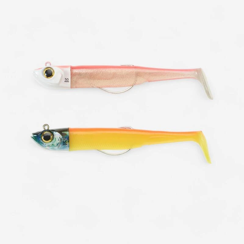 COMBO Leurres Souples Shad Texan ANCHO 120 50g Rose Fluo/ Orange PĂȘche En Mer